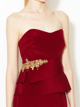 Notte by Marchesa 3135 Silk Embellished Peplum Gown