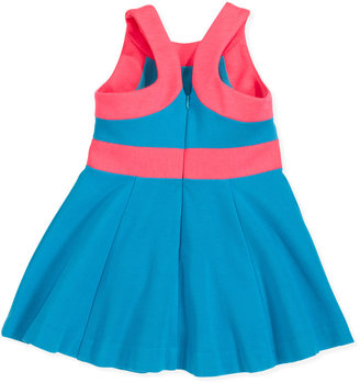 Milly Ponte Circle Sleeveless Dress, Aqua/Pink