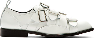 Comme des Garcons White Leather Slip-On Oxford Buckle Shoes