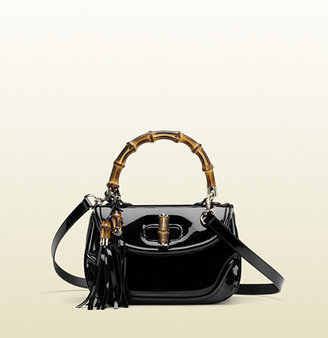 Gucci New Bamboo Patent Leather Top Handle Bag