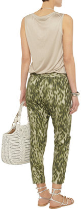 Suno Printed textured-silk tapered pants