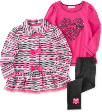 Kids Headquarters Little Girls' 3-Piece French Printed Jacket, Graphic Top & Leggings Set