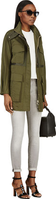 Moncler Gamme Rouge Green Embroidered Mesh Cargo Coat