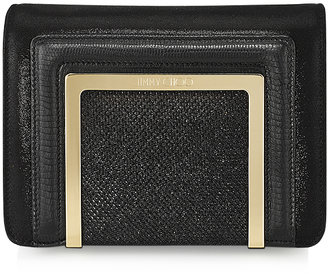 Jimmy Choo Ava Black Shimmer Suede and Lamé Glitter Clutch Bag