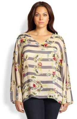 Johnny Was Johnny Was, Sizes 14-24 Floral Striped Blouse