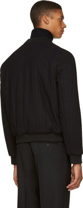 J.W.Anderson Navy & Brown Striped Wool Bomber Jacket