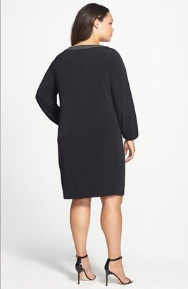 Calvin Klein Embellished Neck Jersey Shift Dress (Plus Size)