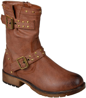 Journee Collection Tan Aquata Studded Buckle Boot
