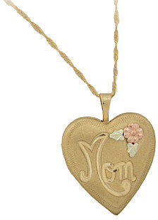 Black Hills Gold Tricolor Heart-Shaped "Mom" Locket