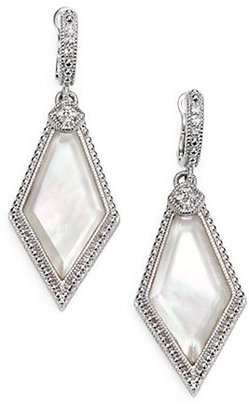 Judith Ripka Mother-of-Pearl Doublet, White Sapphire and Sterling Silver Earrings