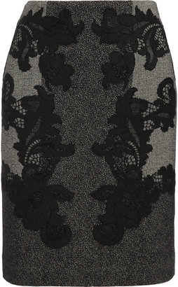 Diane von Furstenberg Maui lace-appliquéd knitted pencil skirt