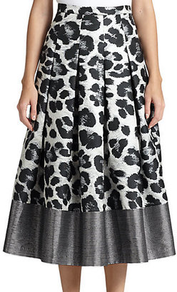 Sachin + Babi NOIR Pleated Leopard-Print Skirt