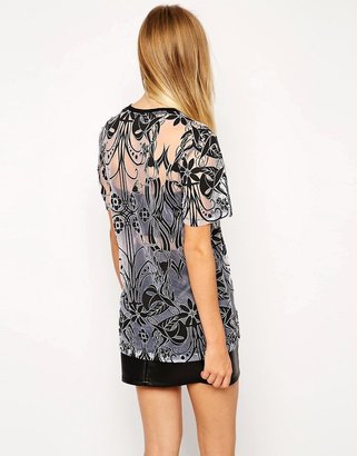 ASOS Top In Burnout With Deco Print
