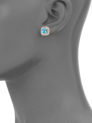 David Yurman Petite Albion Earrings with Blue Topaz and Diamonds
