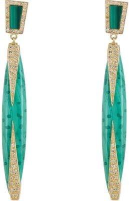 Maiyet Diamond, Malachite & Gold Dagger Drop Earrings