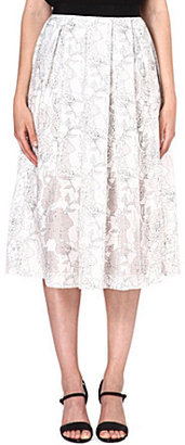 Warehouse Flower-print organza skirt