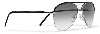 Cutler and Gross Leather-Trimmed Acetate Aviator Sunglasses