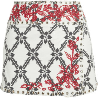 Isabel Marant Gelicia embroidered denim mini skirt