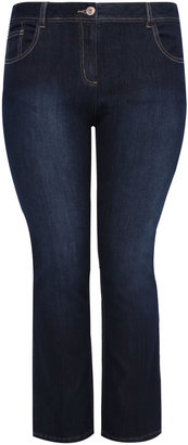 Yours Clothing Indigo Blue Bootcut Jeans With Pleat Leg