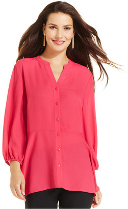 Style&Co. Button-Front Peplum Blouse