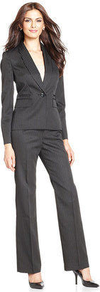 Le Suit One-Button Pinstripe Pantsuit