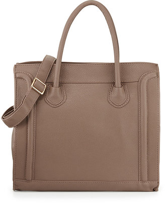 Neiman Marcus Sawyer Pebbled Seamed Tote Bag, Taupe