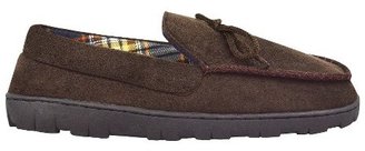 Muk Luks Men's Polysuede Moccasin with Flannel Lining - Brown