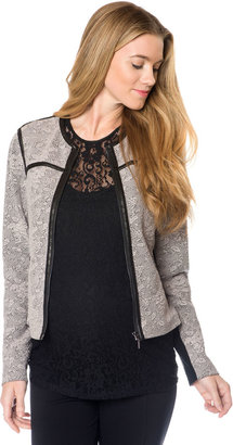A Pea in the Pod Rebecca Taylor Faux Leather Trim Wool Maternity Jacket
