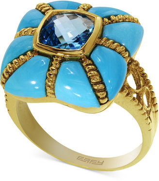 Effy Turquesa by Turquoise and Blue Topaz Ring in 14k Gold (6-1/8 ct. t.w.)