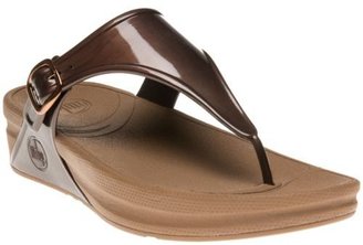 FitFlop New Womens Brown Superjelly Rubber Sandals Flip Flops & Toe Post Buckle