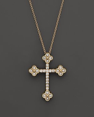 Bloomingdale's Diamond Cross Pendant in 14K Yellow Gold .35 ct. t.w, 17