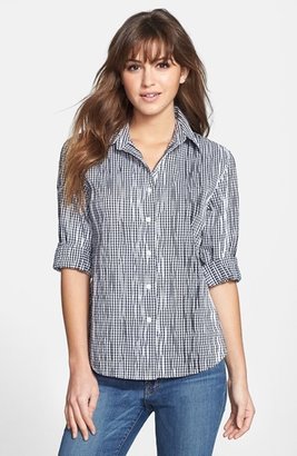 Foxcroft Crinkled Gingham Shirt (Petite)