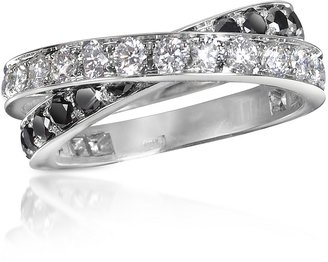 Forzieri Black & White Diamond Crossover 18K Gold Ring