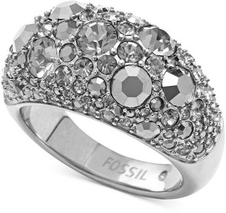 Fossil Ring, Silver-Tone Crystal Pave Dome Ring