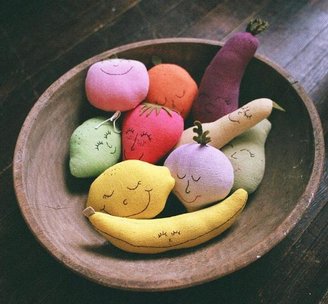 Organic Rattle & Play Food Set -Strawberry, Pear & Banana