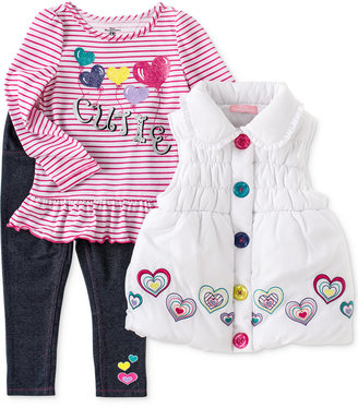 Kids Headquarters Baby Girls' 3-Piece Vest, Top & Pants Set