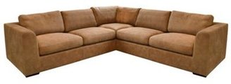 Debenhams Large tan leather 'Paris' corner sofa with dark wood feet