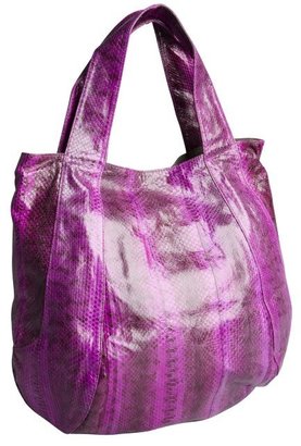 Beirn plum snakeskin 'Jenna' top handle bag
