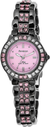 JCPenney Armitron Now Womens Gray & Pink Crystal Watch