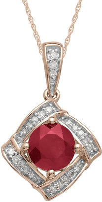 JCPenney FINE JEWELRY Lead Glass-Filled Ruby & Diamond-Accent 10K Rose Gold Pendant Necklace