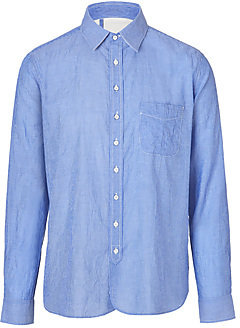 Rag and Bone 3856 Rag & Bone Cotton-Linen Placket Shirt in Blue