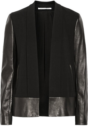 Diane von Furstenberg Fallon leather-trimmed crepe blazer