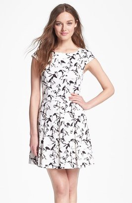 French Connection Horse Print Stretch Cotton Fit & Flare Dress