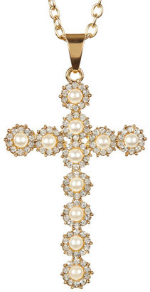 Ellajoy Faux Pearl Cross Necklace