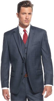 MICHAEL Michael Kors Big and Tall Navy Plaid Vested Suit
