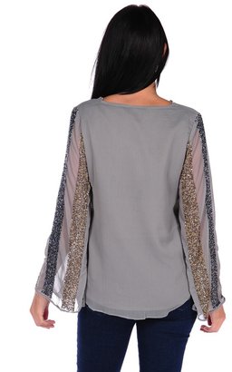 Romeo & Juliet Couture Sequin Sleeve Blouse