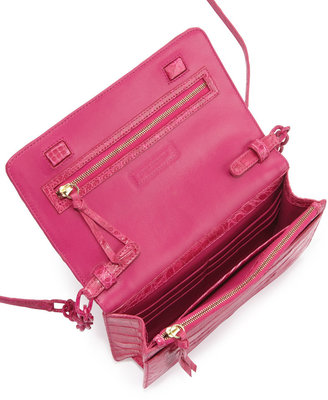 Nancy Gonzalez Crocodile Wallet on a Chain, Pink