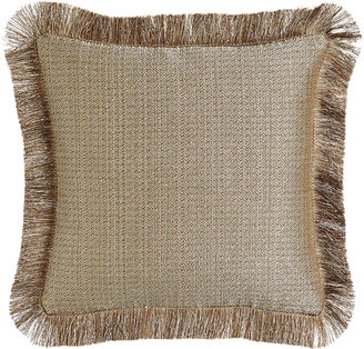 Isabella Collection Linen Co. Fringed Gold Tweed Pillow, 18"Sq.