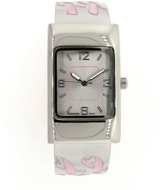 JCPenney FASHION WATCHES Womens Classic Breast Cancer Awareness Ribbon Cuff Watch