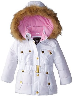 YMI Jeanswear Little Girls' Toddler Belted Bubble Fleece-Lined Jacket with Hood